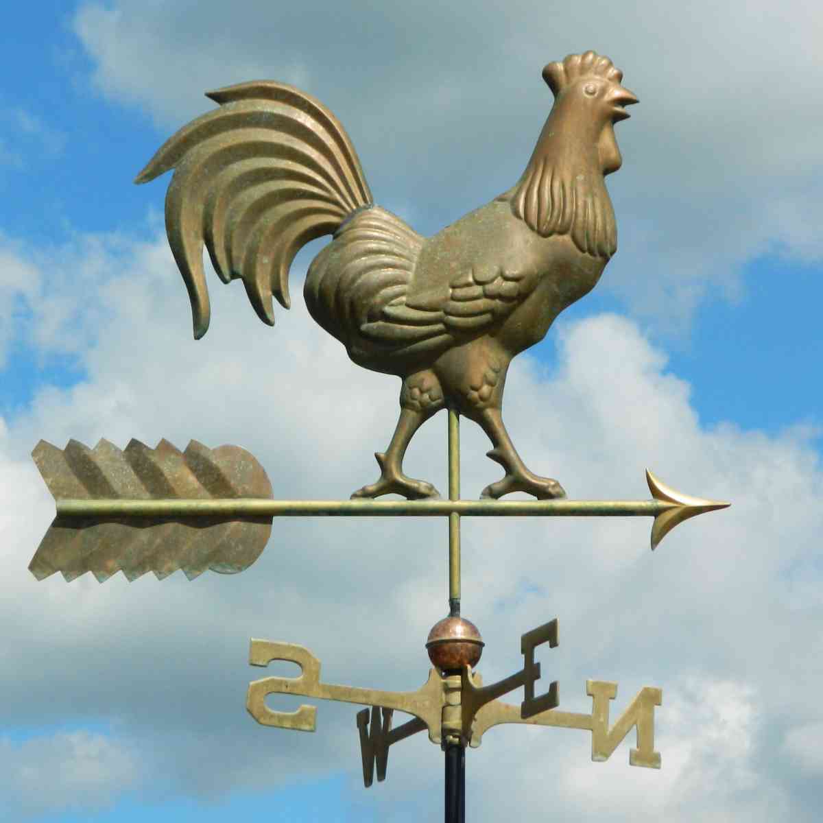 Aged Large Copper Cockerel Weathervane